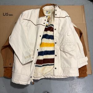 Cream and Brown Jacket with Striped Lining NWT